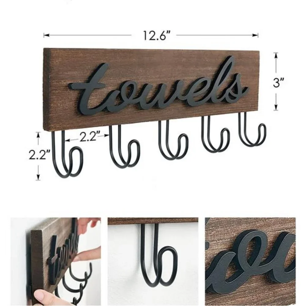 Towel Holder Wall Mounted Towel Rack Bathroom Decor, 12.6
